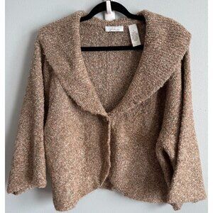 JH Collectibles Womens Beige Textured 1 Button Cardigan Sweater 2X Shawl Collar